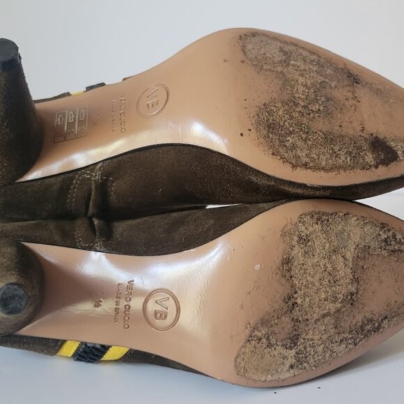 Veronica Beard Suede Side Zip Ankle Bootie with Contrast Trim - Picture 12 of 12